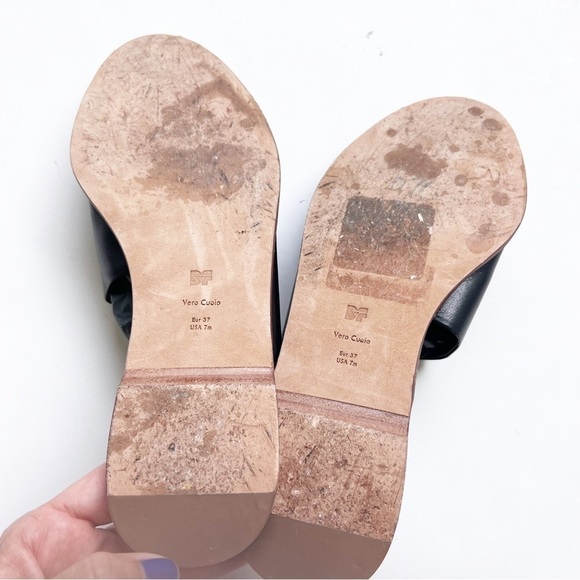 DVF Barrett Single-Band Sandal Leather Slides Slip On Black Sandals Shoes - Picture 7 of 9